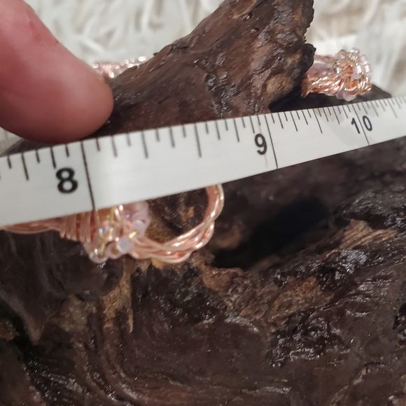 Two-Tone Wirewrapped Bracelet - Pink and Silver Wire Bangle - Stackable Bracelet - Picture 7 of 7